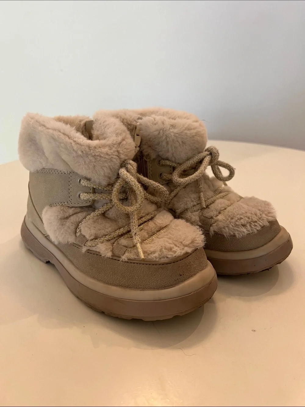 Cozy Faux-Fur Tan Kids' Winter Ankle Boots